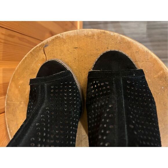 Lucky Brand Larise Cut Out Open Toe Ankle Bootie Womens Size 10M Black Slip On S - Picture 5 of 9